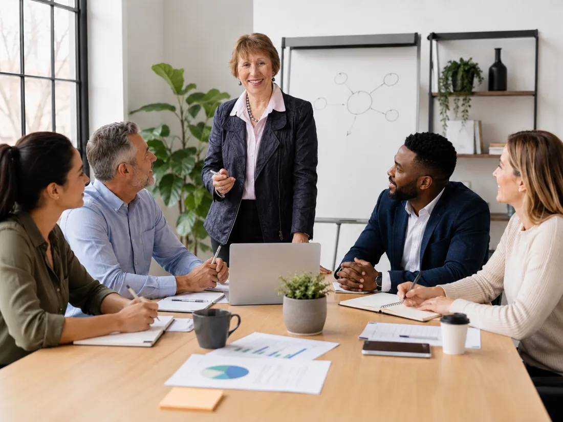 Facilitator presenting to a team